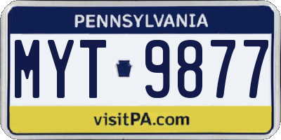 PA license plate MYT9877