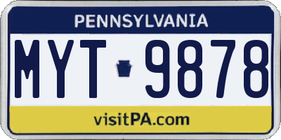 PA license plate MYT9878