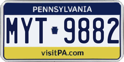 PA license plate MYT9882
