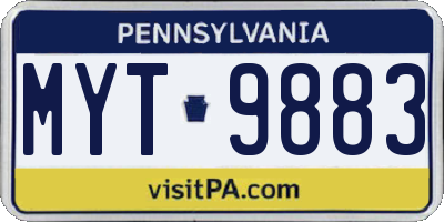 PA license plate MYT9883
