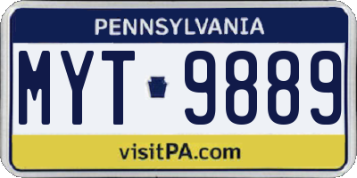 PA license plate MYT9889