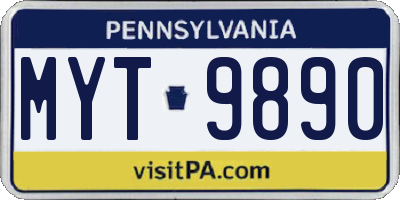 PA license plate MYT9890