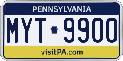 PA license plate MYT9900