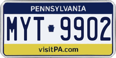 PA license plate MYT9902