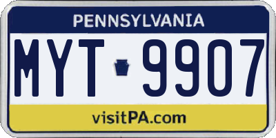 PA license plate MYT9907