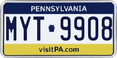 PA license plate MYT9908