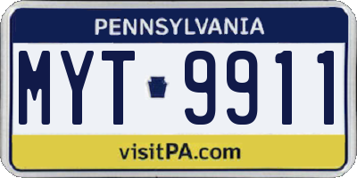 PA license plate MYT9911