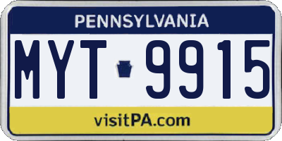 PA license plate MYT9915