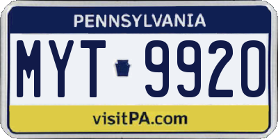 PA license plate MYT9920