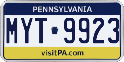 PA license plate MYT9923