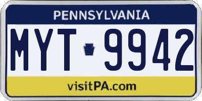 PA license plate MYT9942