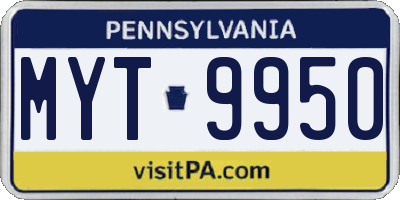 PA license plate MYT9950
