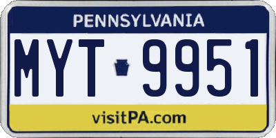 PA license plate MYT9951