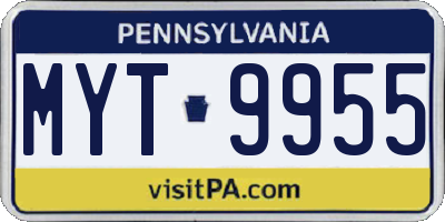 PA license plate MYT9955