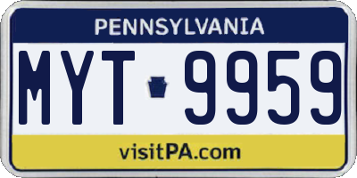PA license plate MYT9959