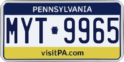 PA license plate MYT9965