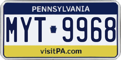 PA license plate MYT9968