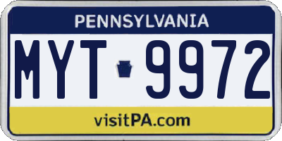 PA license plate MYT9972