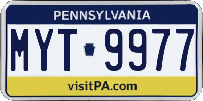 PA license plate MYT9977