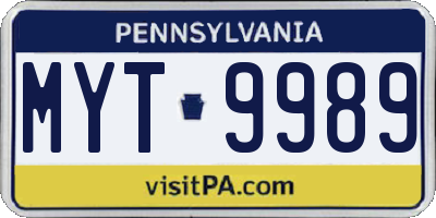 PA license plate MYT9989