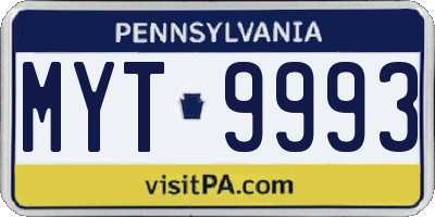 PA license plate MYT9993