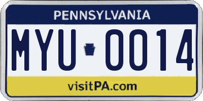 PA license plate MYU0014