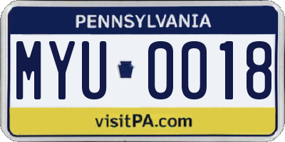PA license plate MYU0018