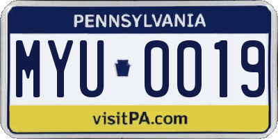 PA license plate MYU0019