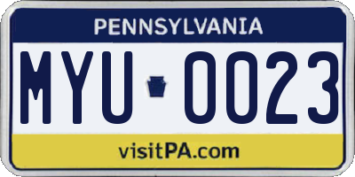 PA license plate MYU0023