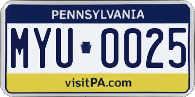 PA license plate MYU0025
