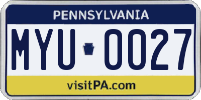 PA license plate MYU0027