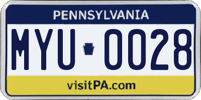 PA license plate MYU0028
