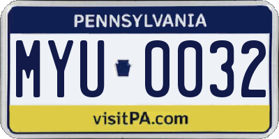 PA license plate MYU0032