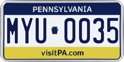 PA license plate MYU0035