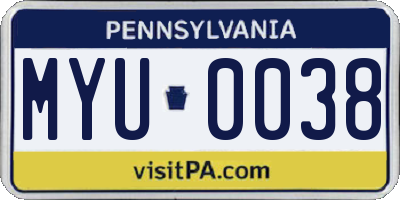 PA license plate MYU0038