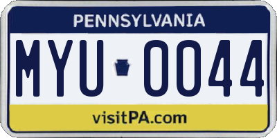 PA license plate MYU0044