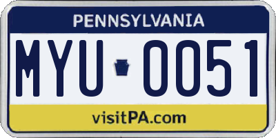 PA license plate MYU0051