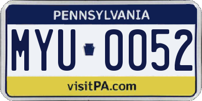 PA license plate MYU0052