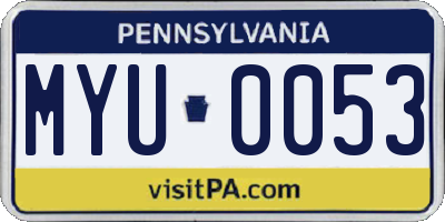 PA license plate MYU0053