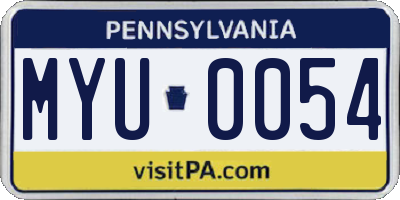 PA license plate MYU0054