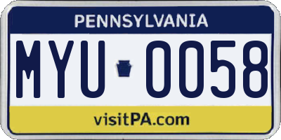 PA license plate MYU0058
