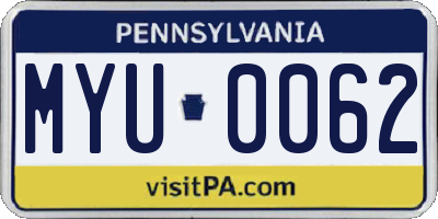 PA license plate MYU0062