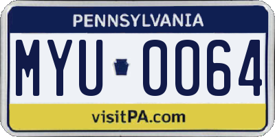 PA license plate MYU0064