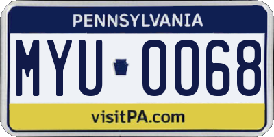 PA license plate MYU0068
