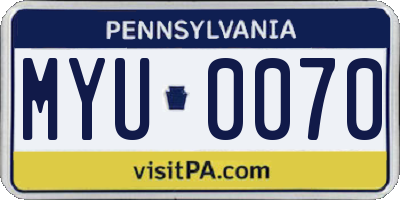 PA license plate MYU0070