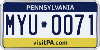PA license plate MYU0071