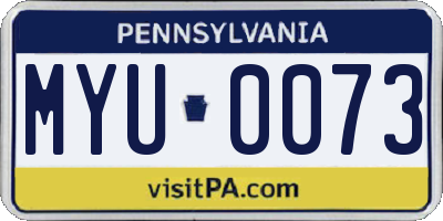 PA license plate MYU0073