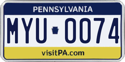 PA license plate MYU0074