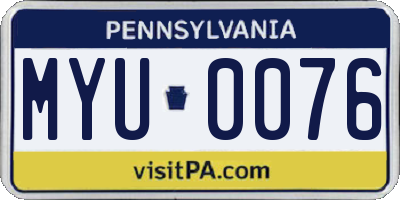 PA license plate MYU0076