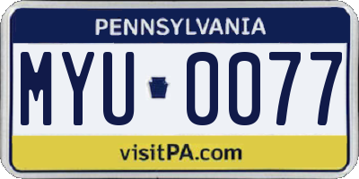 PA license plate MYU0077